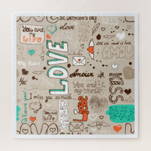 Liebes-Doodle-Muster in vielen Sprachen