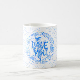 Liebes-Fantasie Valentinstag-Geschenk Blaue Linien Kaffeetasse
