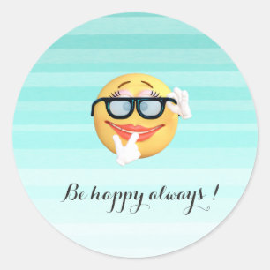 Liebes glückliches Emoji-Gesicht - Sei immer glück Runder Aufkleber