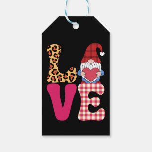 Liebes-Gnom Valentinstag Roter Buffalo-Karo Leopar Geschenkanhänger