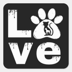 LIEBES HAUSTIER PFOTE TIERE GESCHENK QUADRATISCHER AUFKLEBER