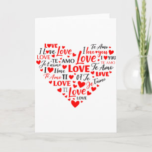 Liebes Herz Multilingual Ich liebe dich Romantisch Karte