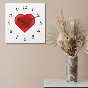 Liebes Herz Quadratische Wanduhr