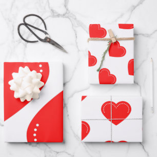 Liebes Herz Rot Valentinstag Geschenkpapier Bogen Set