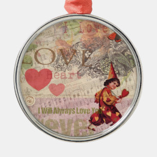 Liebes Herz Schatz Valentinscherub Silbernes Ornament