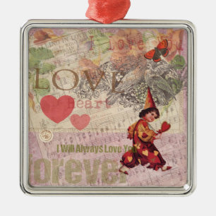 Liebes Herz Schatz Valentinscherub Silbernes Ornament