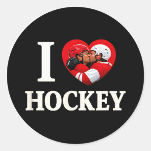 Liebes Herz Schwule Hockey Ausgeflippt Schwule Pri Runder Aufkleber