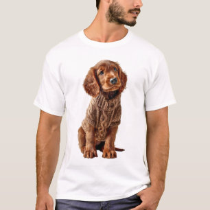 Liebes Hündchen in gemütlichem braunem Strickpullo T-Shirt