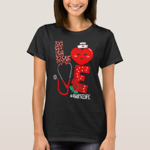 Liebes Leopard Süß Herz Stethoskop Krankenschweste T-Shirt