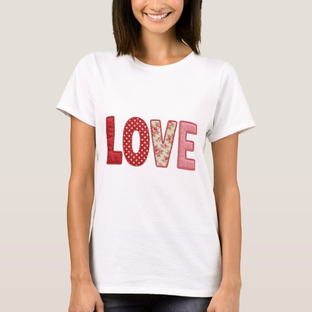 Liebes-Patchwork-Quilt-PNG-Textil-Nähdesign T-Shirt (Vorderseite)
