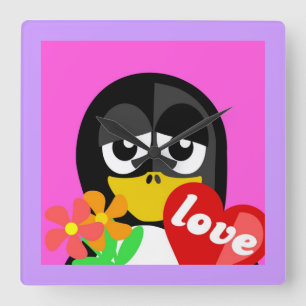 LIEBES PENGUIN QUADRATISCHE WANDUHR