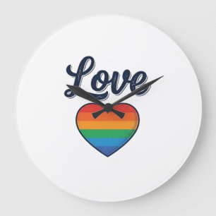 Liebes Regenbogen Herz Stolz Vektor-Shirt-Design_1 Große Wanduhr