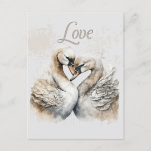 Liebes-Schwäne Romantische Hochzeit  Postkarte