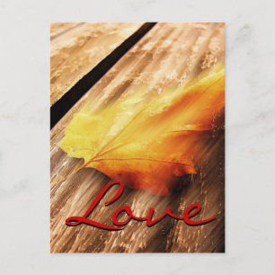 Liebes-Skript Herbstblatt Postkarte