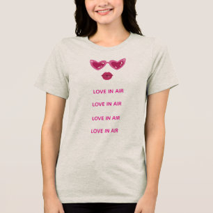 Liebes-T-Shirt für Frauen mit Herzbrille und Lippe Tri-Blend Shirt