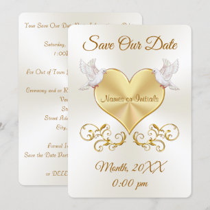 Liebes-Tauben- und Herz-Hochzeits-Save-the-Date-Ka Einladung