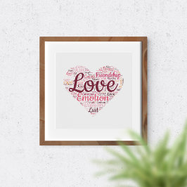 Liebes-Typografie Romantische Wortkunst Herz Poster