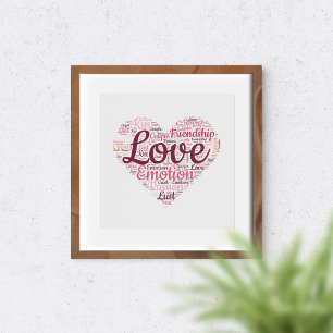Liebes-Typografie Romantische Wortkunst Herz Poster