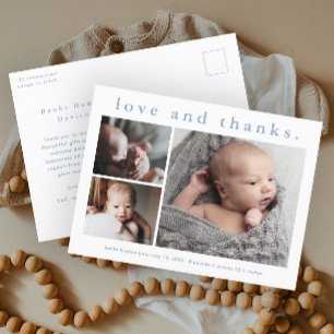 Liebes- und Dankes-Baby-Foto-Geburtsanzeige Postkarte
