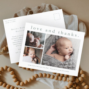 Liebes- und Dankes-Baby-Foto-Geburtsanzeige Postkarte