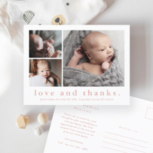 Liebes- und Dankeschön-Baby-Foto-Geburtsanzeige Postkarte