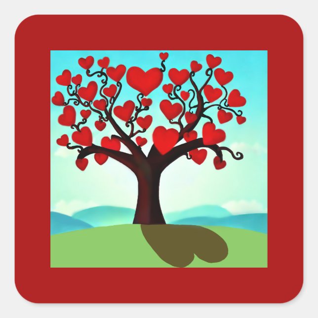 Liebesbaum - tree of love quadratischer aufkleber (Vorderseite)