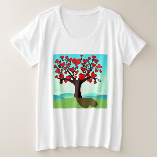 Liebesbaum - Valentine's Day Große Größe T-Shirt (Design vorne)