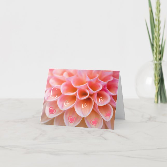 Liebesblume mit Herzen und Love! Karte (Vorderseite)