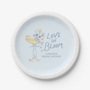 Liebesblüten Blaue Florale Hochzeitsdusche-Party Pappteller