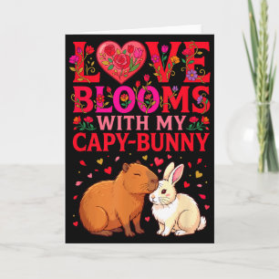 Liebesblüten Capybara Kaninchen Valentinstag  Karte
