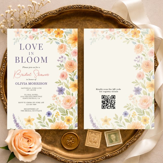 Liebesblüten Florale QR-Code Brautparty Einladung (Von Creator hochgeladen)