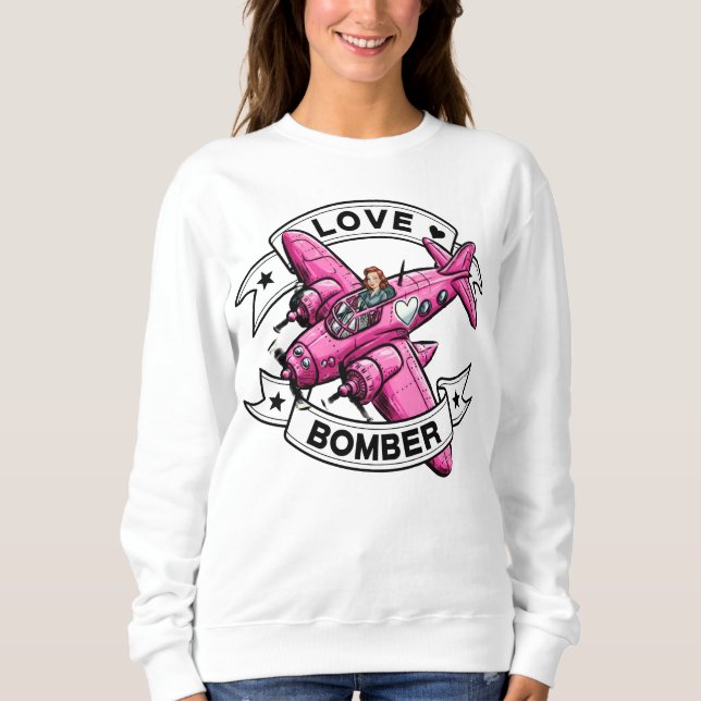 Liebesbomber-Pilotin Pink Sweatshirt (Vorderseite)