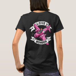 Liebesbomber-Pilotin Pink Vorne & Hinten T-Shirt