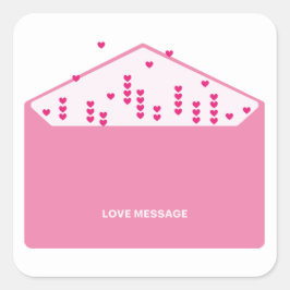 Liebesbotschaft Rosa Herzen Minimalistisch Süß Lus Quadratischer Aufkleber