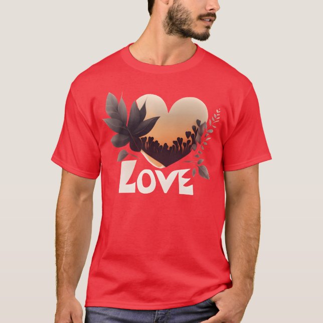Liebesdesign Blätter Geschenk T-Shirt (Vorderseite)