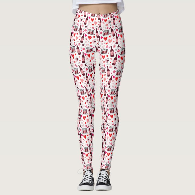 Liebeselixir-Wein Nahtloses Muster Leggings (Vorderseite)