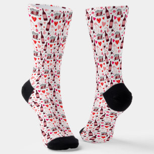 Liebeselixir-Wein Nahtloses Muster Socken