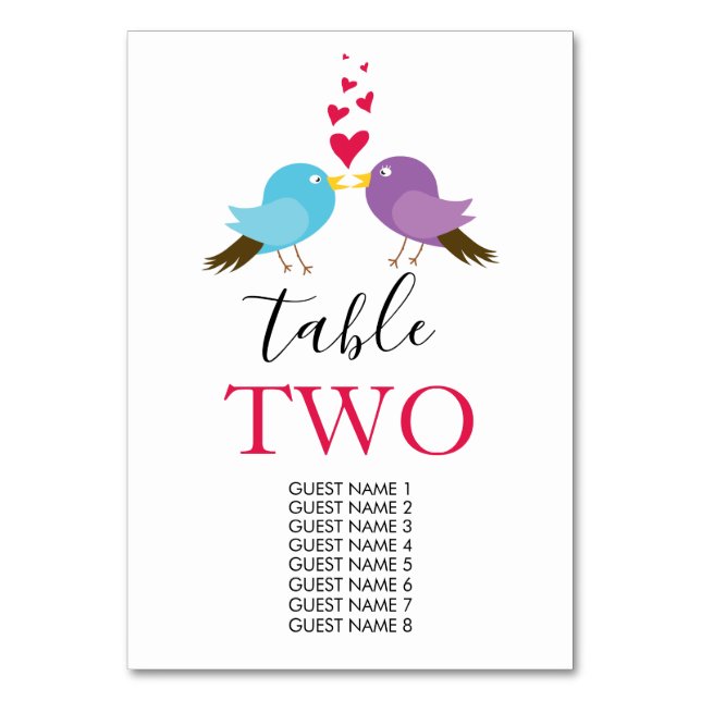 Liebesgeburten & Herz-Hochzeitgästen Tischnummer (Vorderseite)