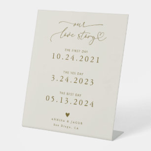 Liebesgeschichte Herz Schrift Beige Hochzeitszeitp Sockelschild