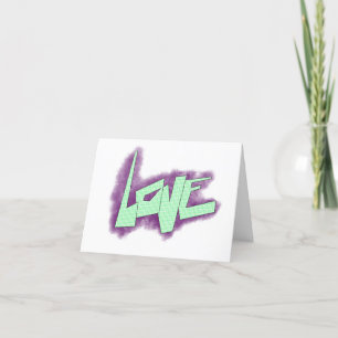 Liebesgraffiti lila grün mint typografie punkte dankeskarte