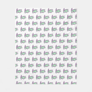 Liebesgraffiti lila grün mint typografie punkte fleecedecke