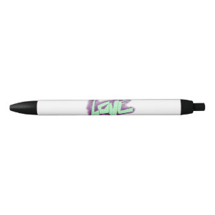 Liebesgraffiti lila grün mint typografie punkte kugelschreiber
