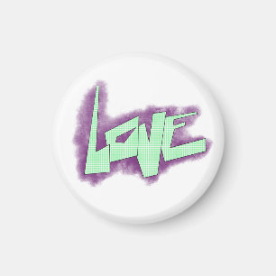 Liebesgraffiti lila grün mint typografie punkte magnet