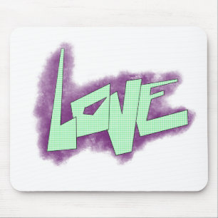 Liebesgraffiti lila grün mint typografie punkte mousepad