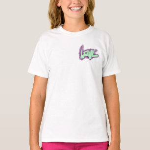 Liebesgraffiti lila grün mint typografie punkte  T-Shirt