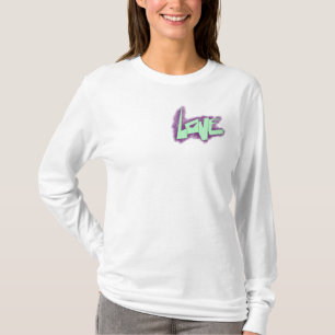 Liebesgraffiti lila grün mint typografie punkte T-Shirt