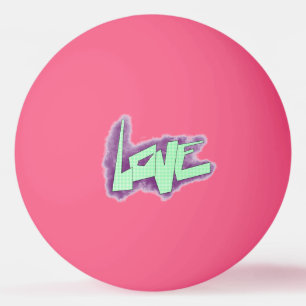 Liebesgraffiti lila grün mint typografie punkte  tischtennisball