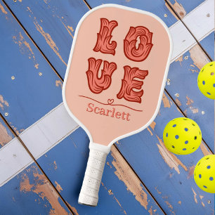 Liebesherz in Rosa mit Namen Pickleball Schläger