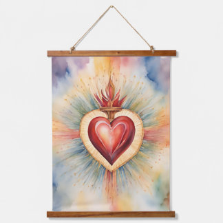 Liebesherz Jesu Wasserfarbe Wandteppich Mit Holzrahmen