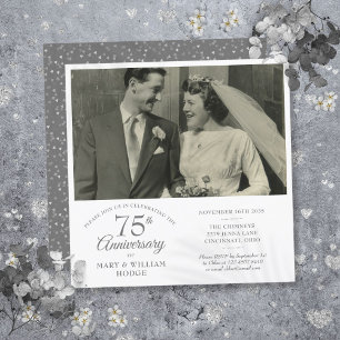 Liebesherz-Konfetti-Hochzeitsfoto 75. Hochzeitstag Einladung